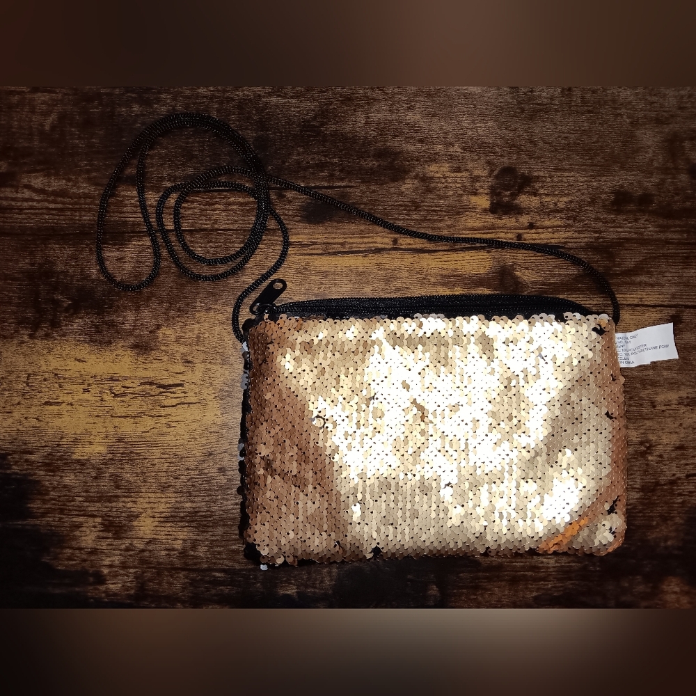 Gold Black Reversible Flip Sequin Small Bag Clutch Case